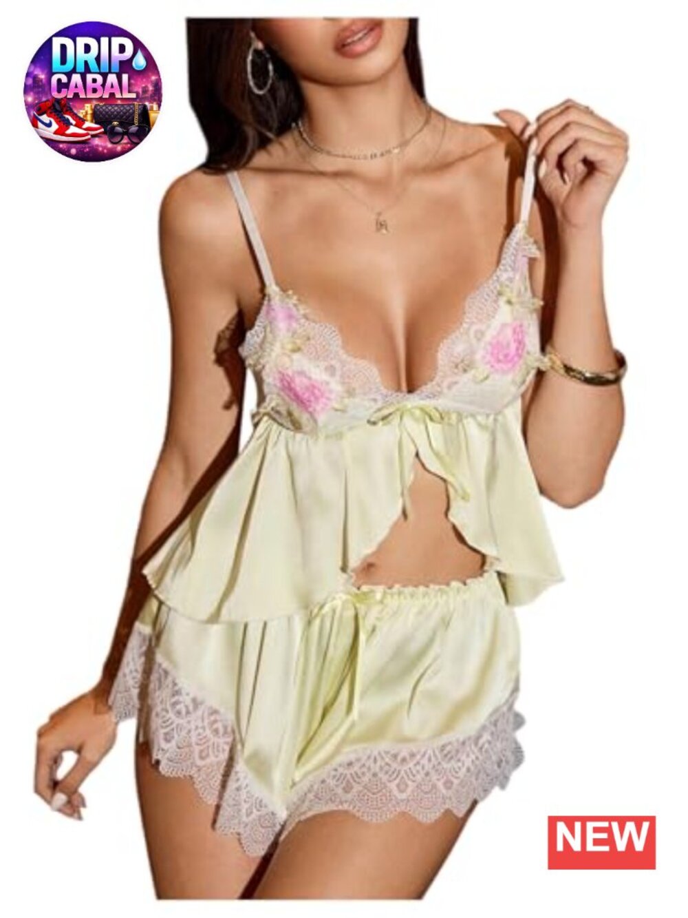 Satin Pajama Set with Cami Top and Shorts